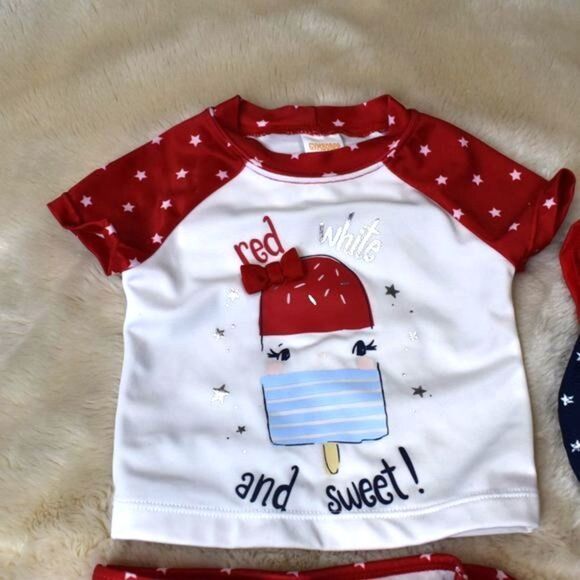 Gymboree Patriotic Bathing Suit Red white and blue 3 Piece Set -Size 6-12 Months - Picture 5 of 10